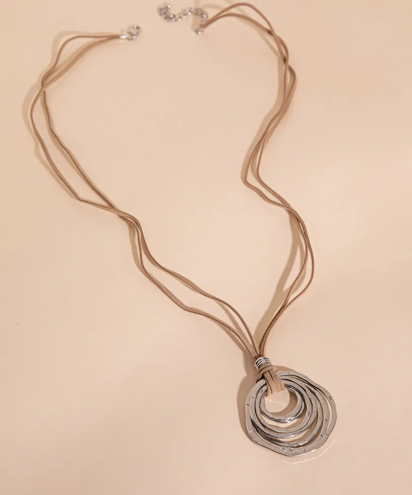 Long Necklace with Metal Pendant