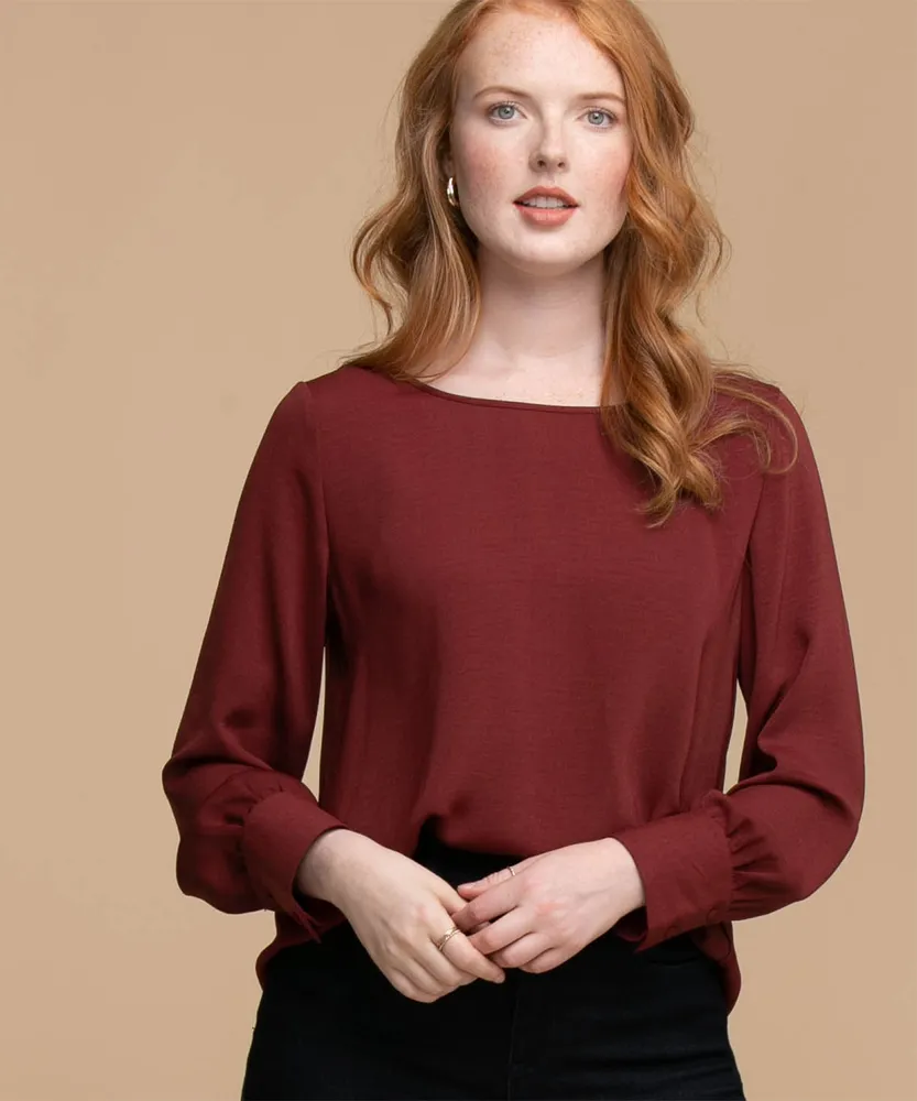 Pleat Back Long Sleeve Blouse