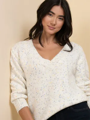 V-Neck Confetti Sweater