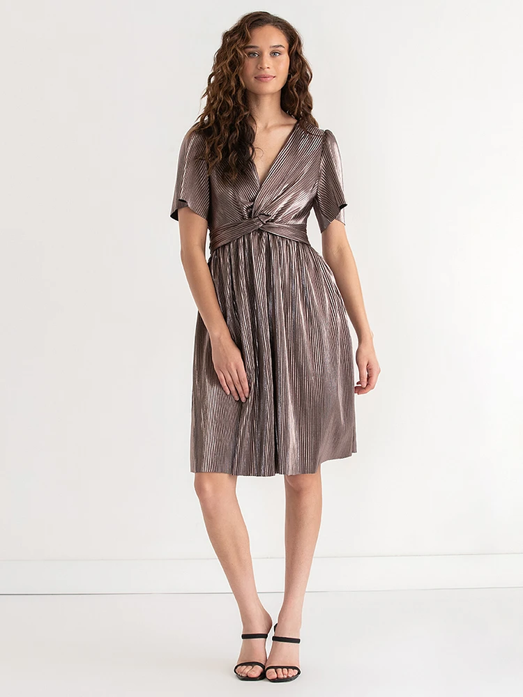 Tiered Flutter Sleeve Plisse Dress