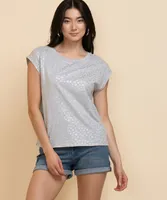 Extend Sleeve Rib-Trim T-Shirt