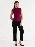 Mock Neck Sleeveless Rib Sweater