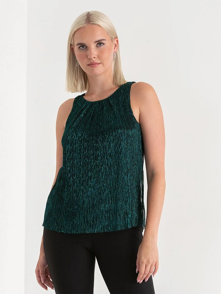 Pleat Neck Tinsel Tank Top