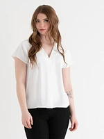 Short Sleeve Blouse with Center Pleat