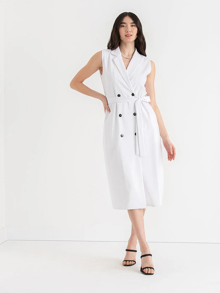 Sleeveless Blazer Dress Ponte Twill