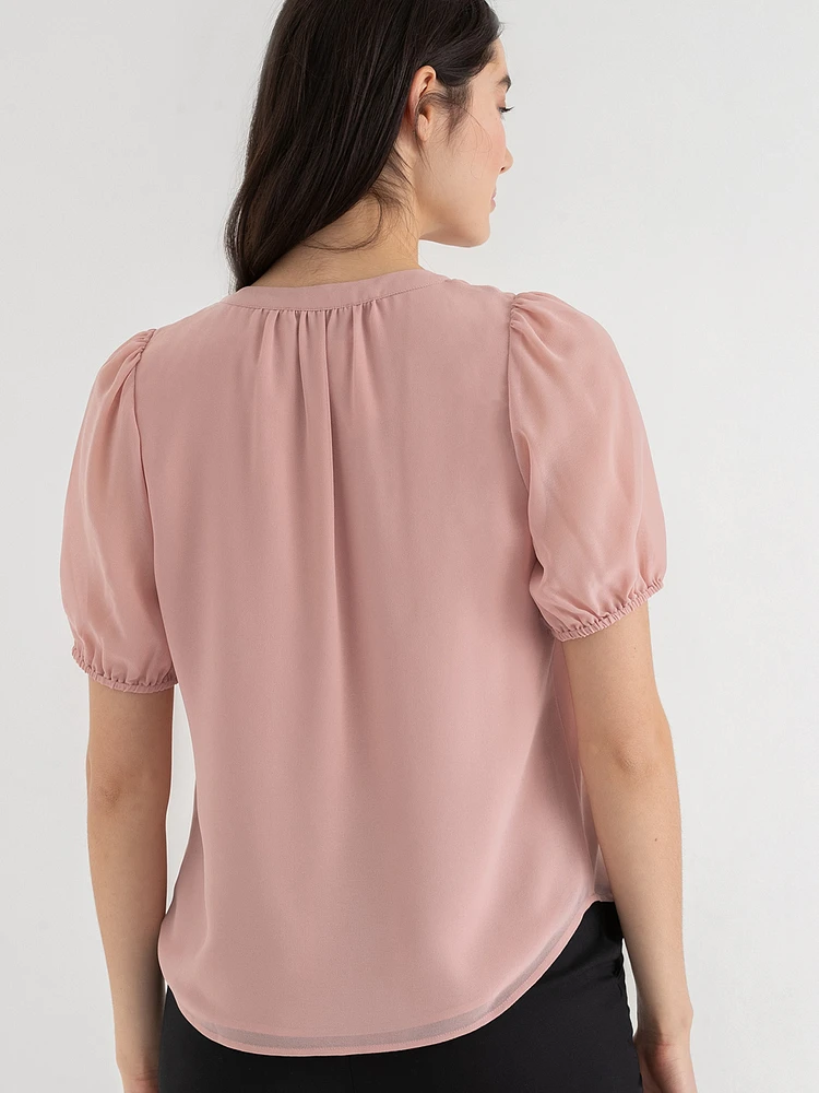 Stacey Short Sleeve Blouse with Buttons