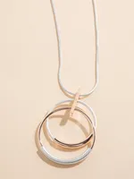 Long Silver Necklace with Circle Pendants