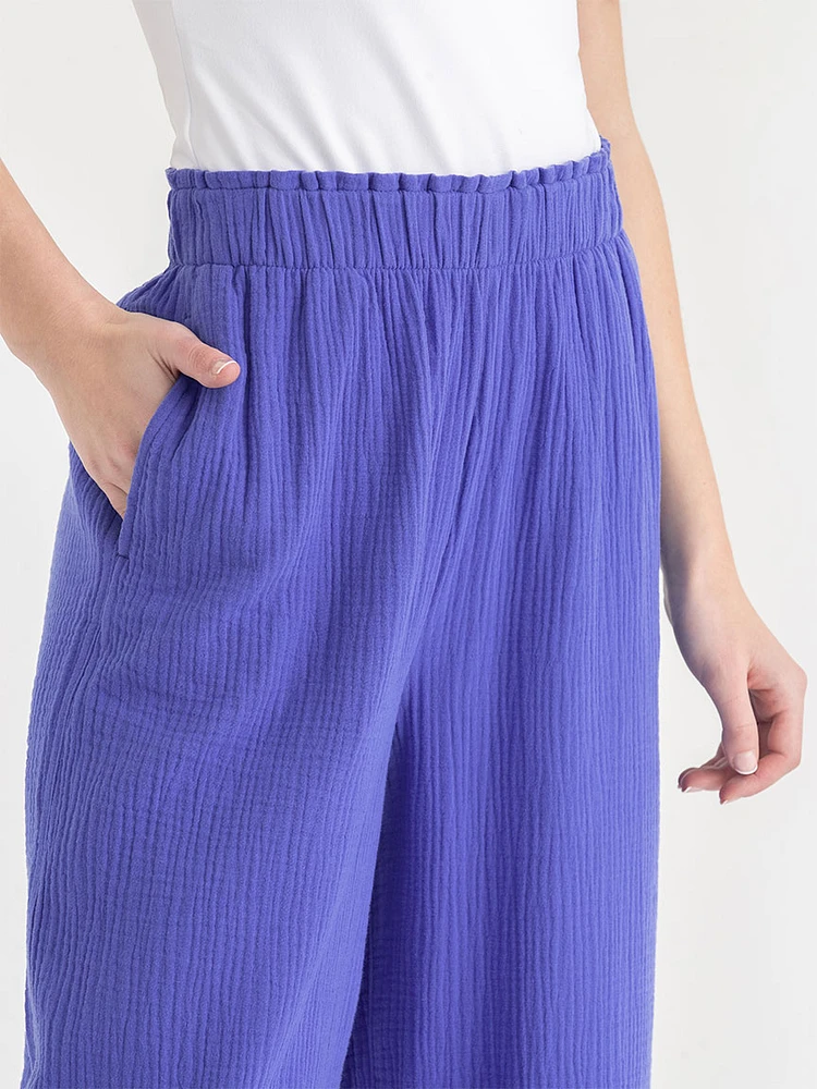 Crinkle Cotton Wide Leg Pant