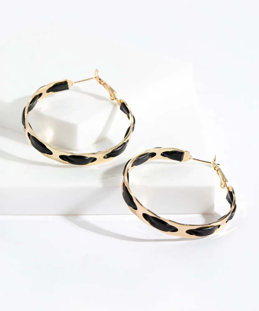 Leather Detail Hoop Earring