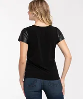 Leatherette Short Sleeve Top