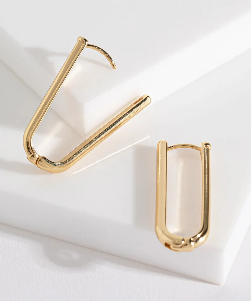 Small Gold Coloured Cylinder Hoop Earrings