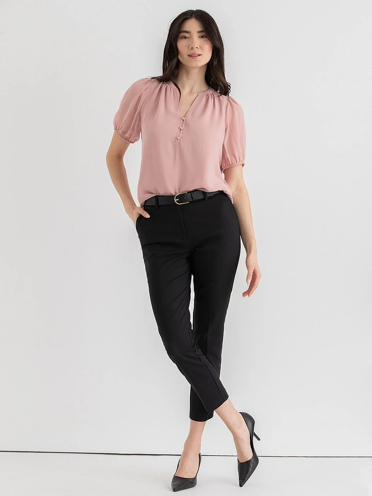 Stacey Short Sleeve Blouse with Buttons