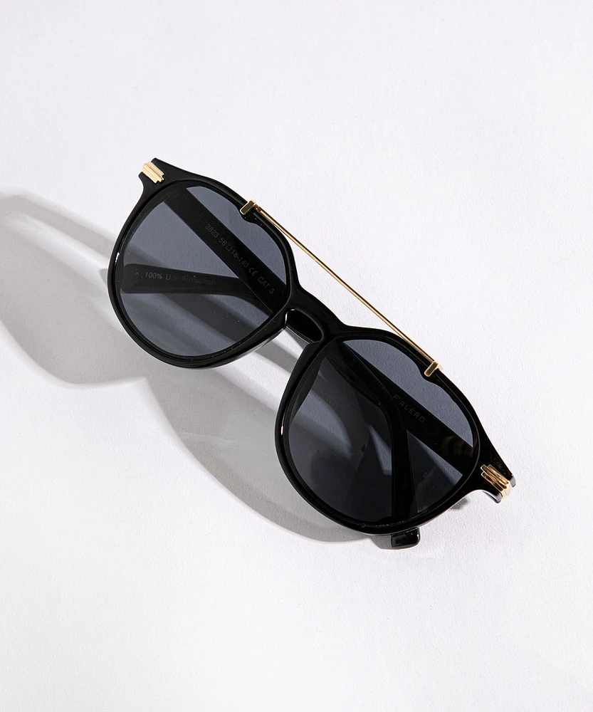 Keyhole Bridge Sunglasses with Brow Bar