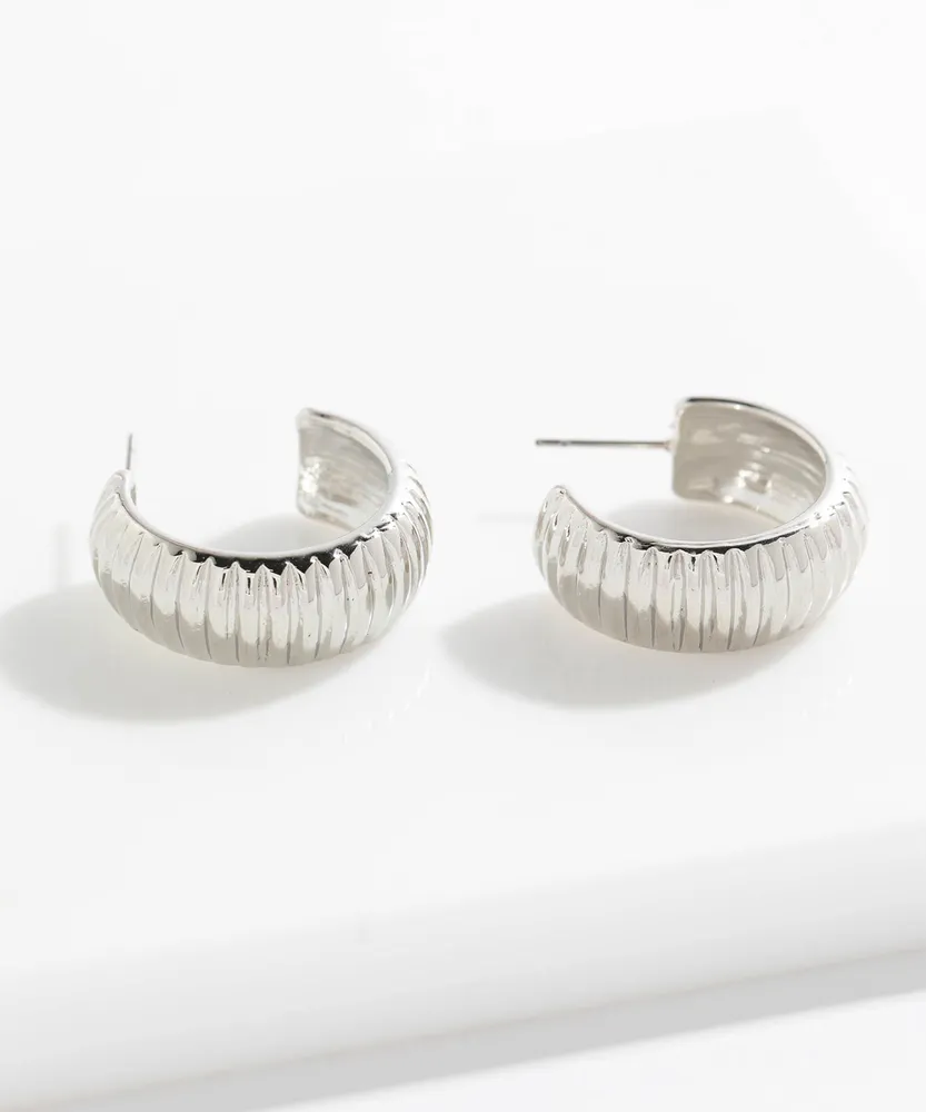 Small Thick Hoops With Ridges