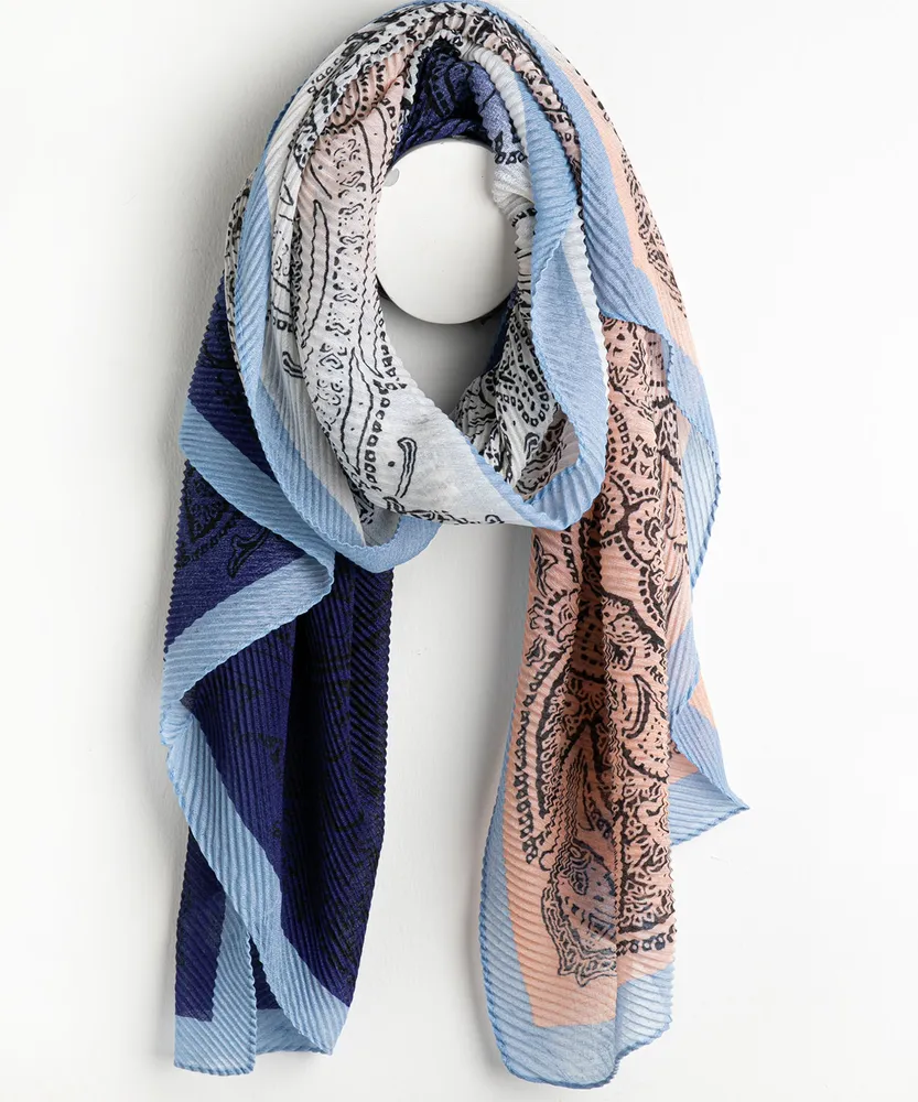 Ombre Paisley Plisse Scarf