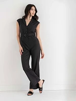 Linen Tailored Jumpsuit with Belt