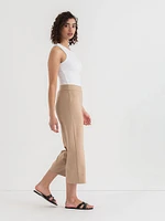 Wide Crop Pull-On Pant Ponte Twill