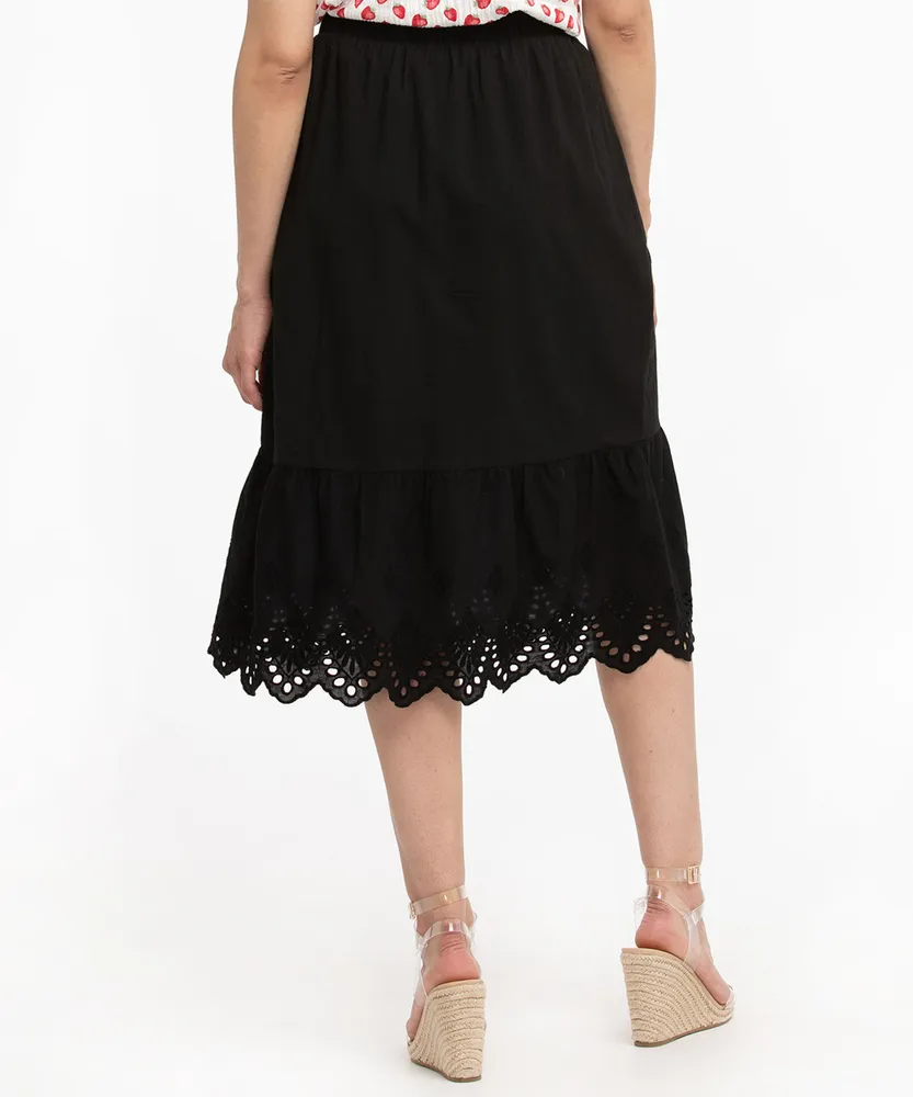 Eyelet Trim Tiered Skirt