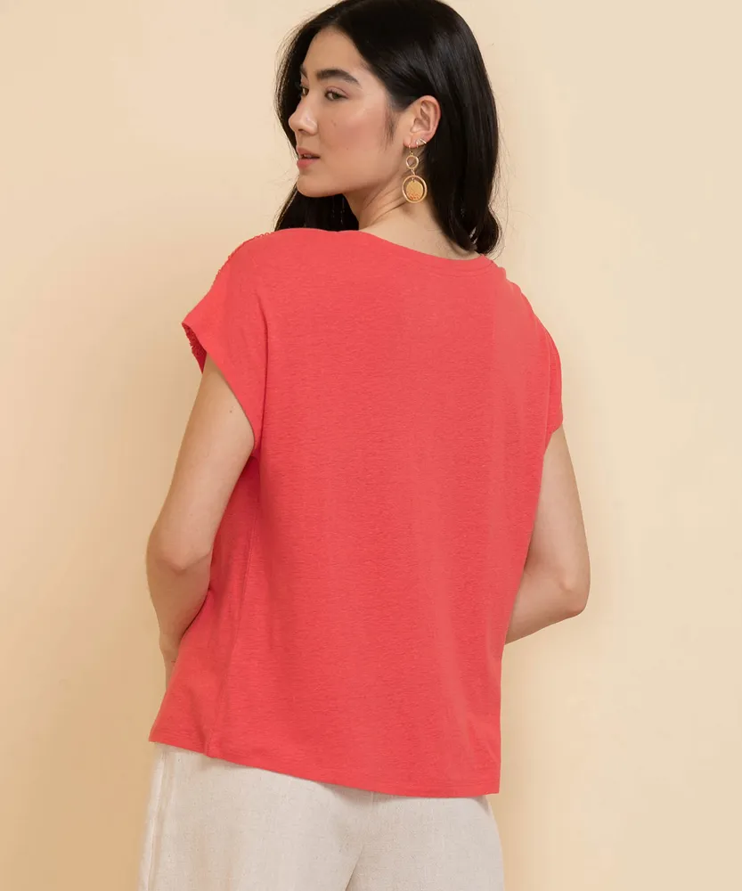 Crochet Linen Extended Sleeve Tee