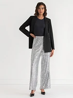 Pull-On Wide Leg Sequin Pant