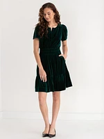 Tiered Flutter Sleeve Velvet Dress