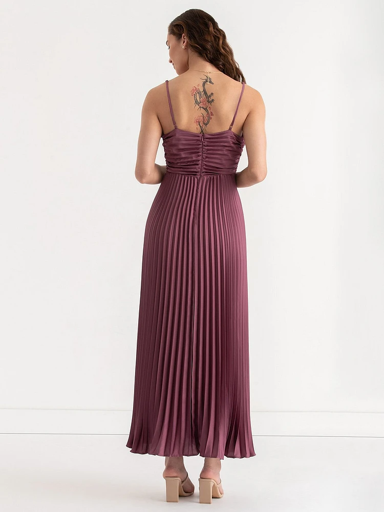 Strappy Pleated Maxi Dress