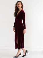 Velvet Drape Waist Dress