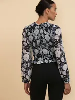 Long Sleeve Smocked Blouse
