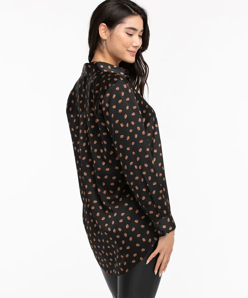 Button Front Collared Tunic Shirt