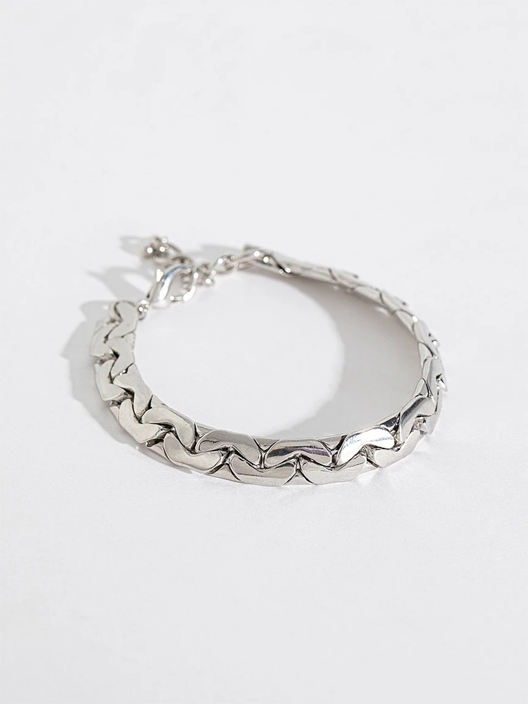 Chunky Silver Curb Chain Bracelet