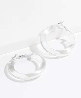 White Accented Clear Hoop Earring