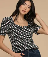 Puff Sleeve Square Neck Top