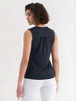 Sleeveless Ruffle Henley Top