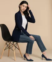 Navy Cardigan with Button Cuff Detail