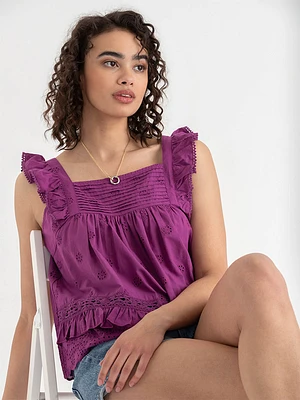 Cotton Ruffle Tank Blouse