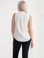Sleeveless Tie-Neck Blouse