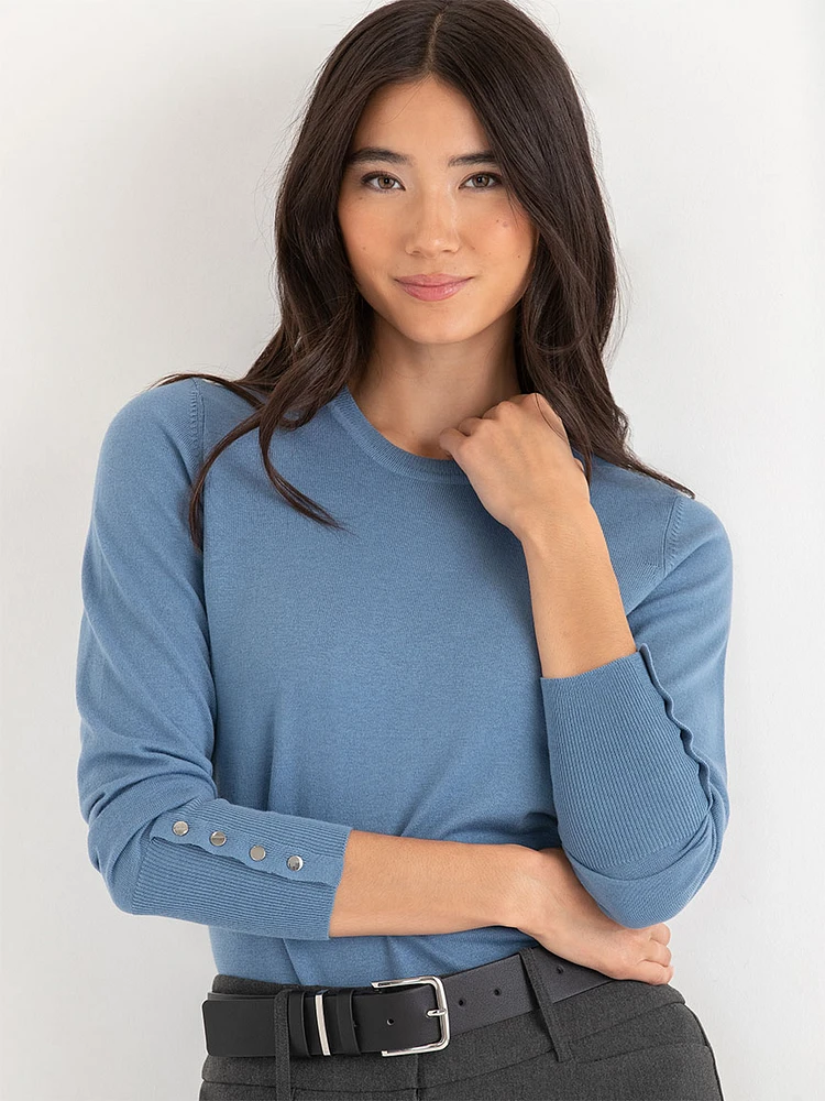 Cashmere-Blend Sweater with Rivet Detail