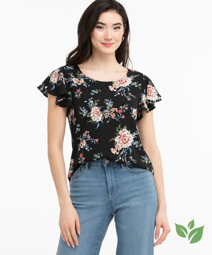 Eco-Friendly Flutter Sleeve Blouse