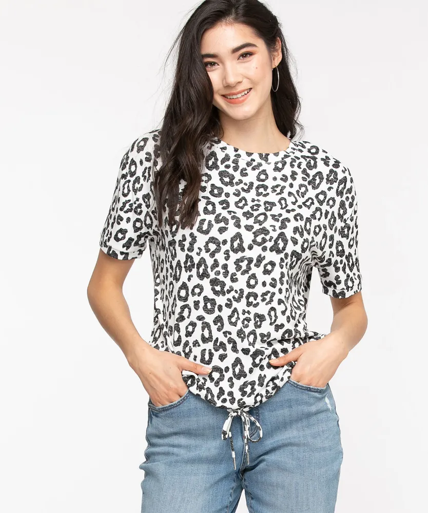 Leopard Bubble Hem Hacci Top