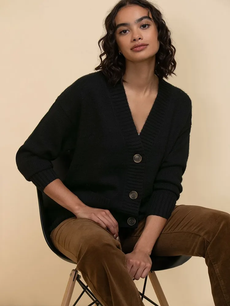 Button-Front Longer-Length Cardigan