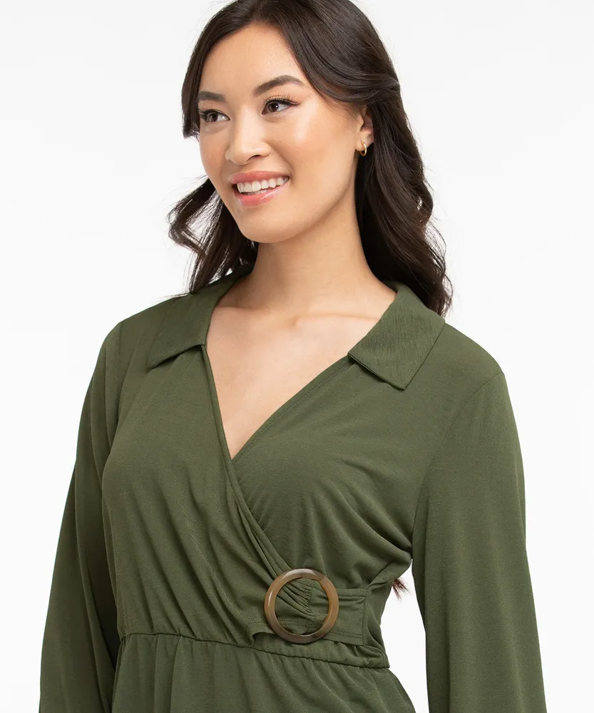 Luxology Collared Buckle Top