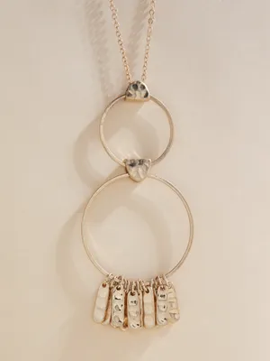 Long Gold Necklace with Pendants