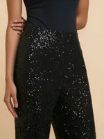 Pull-On Wide Leg Sequin Pant