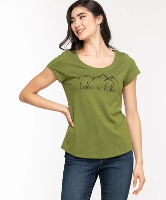 Scoop Neck Shirttail Graphic Tee