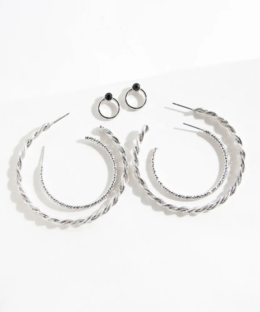 Silver Hoops Trio