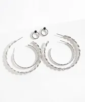 Silver Hoops Trio