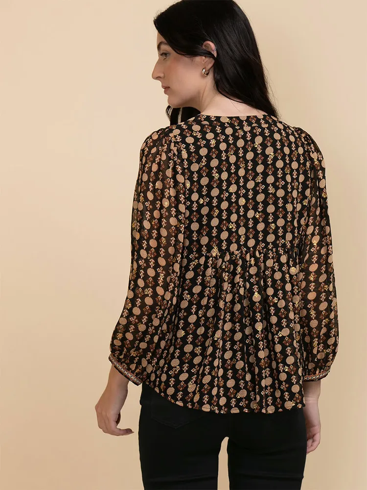 Peasant Blouse with Puff Sleeves