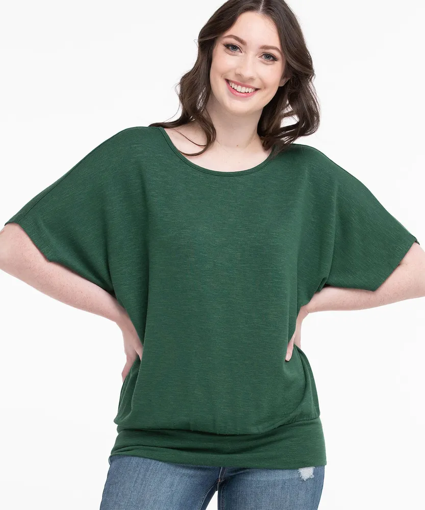 Extended Sleeve Banded Hacci Top