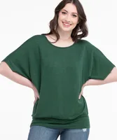 Extended Sleeve Banded Hacci Top