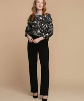 Long Puff Sleeve Scoop Neck Blouse